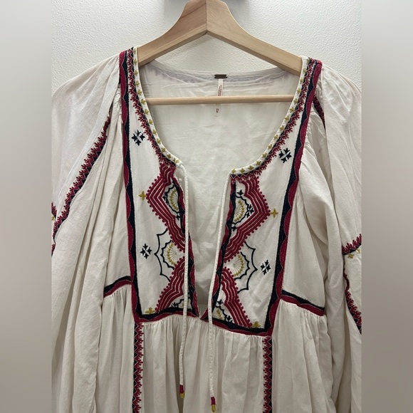 Free People Cream Midi Dress with Red Embroidery - Picture 6 of 12